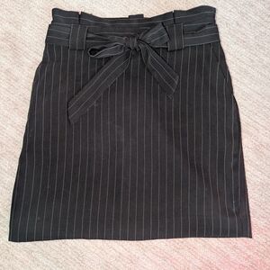 Black Pinstripe Skirt with Belt